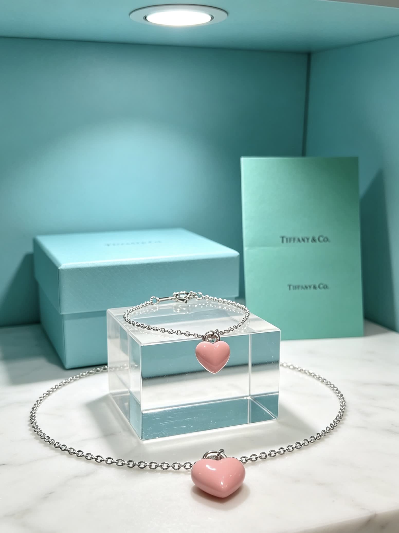 Tiffany & Co. Pink Heart Charm Bracelet